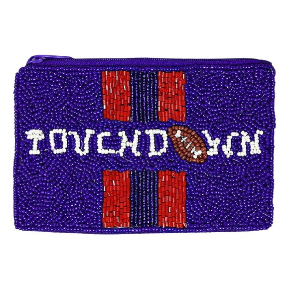 Touchdown Football Team College OLE MISS Beaded Coin Pouch Zipper Bag NEW - Picture 1 of 1